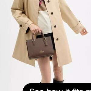 Coach Brown Satchel with Structured Design and Elegant Accents